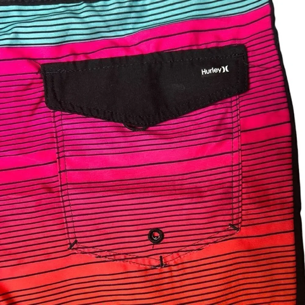 Hurley Boys Multi Color Stripe Board Shorts Swim Suit Size 16 (28) NWT